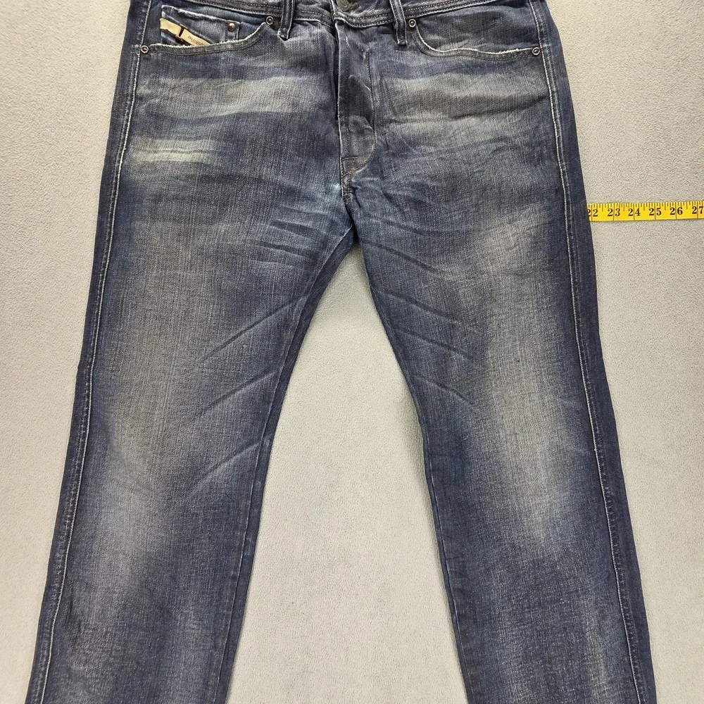 Diesel Jeans Mens 32x32 Blue Dughan Button Fly Made In Italy Altered Hem 008IW